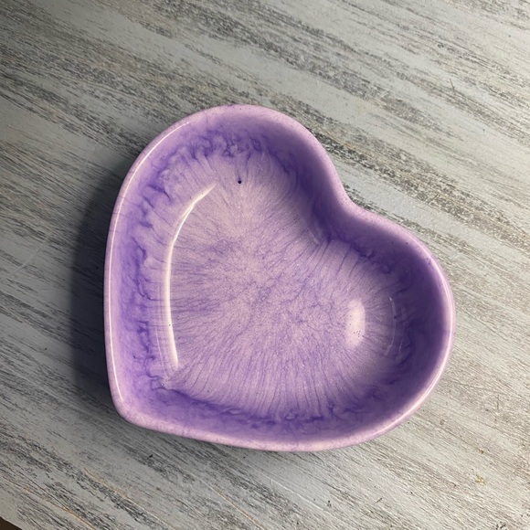 Purple and White Heart Tray - Handmade Jewelry Dish - Picture 4 of 9